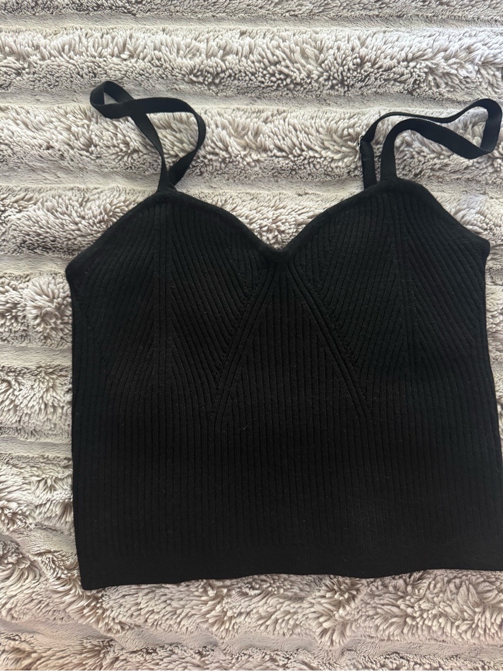 Wild Fable Black Ribbed Knit Copped Cami Tank Top Size Medium